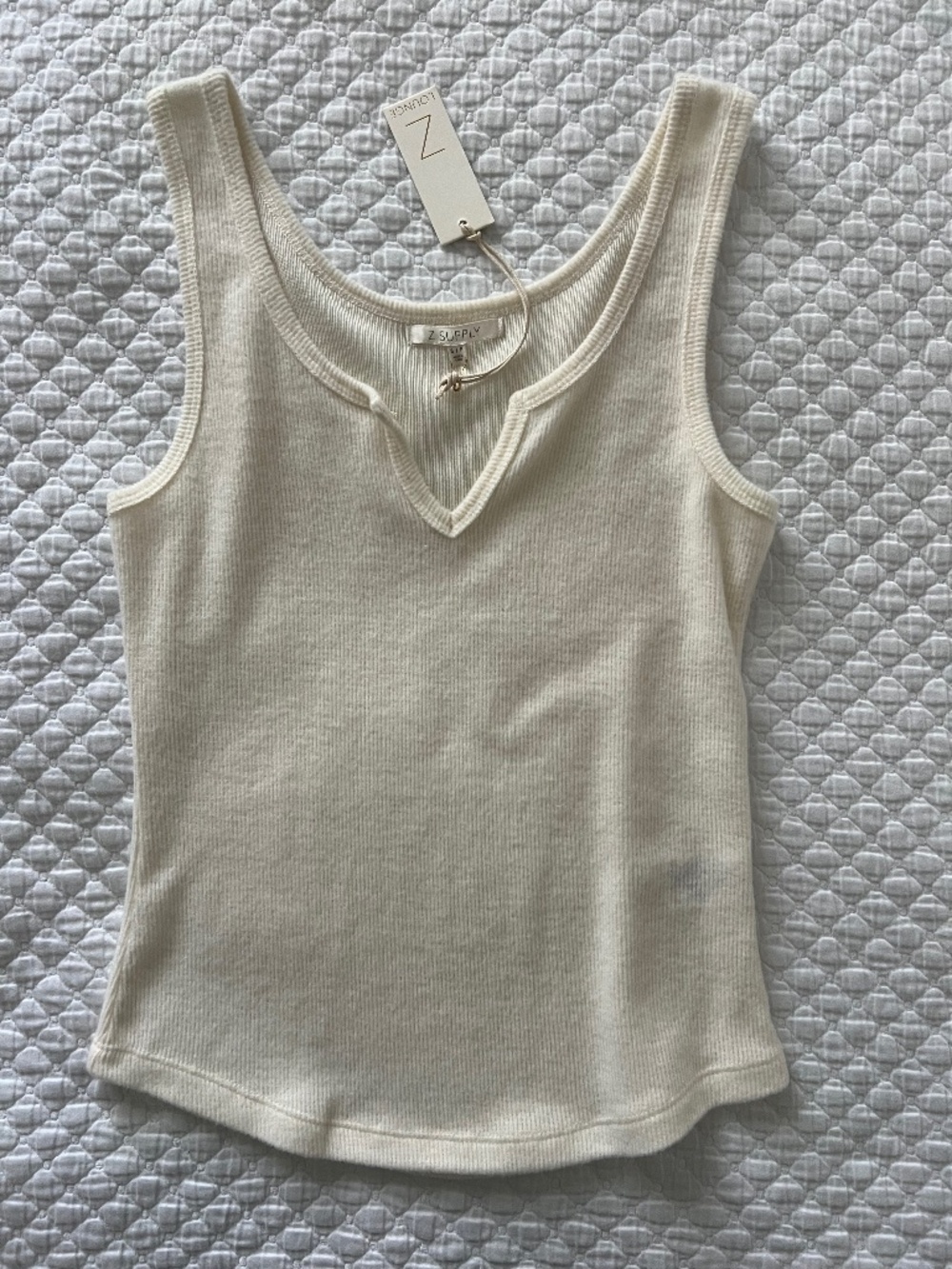 NWT Z Supply Sneak Peek Tank Bone Ribbed Split V-Neck